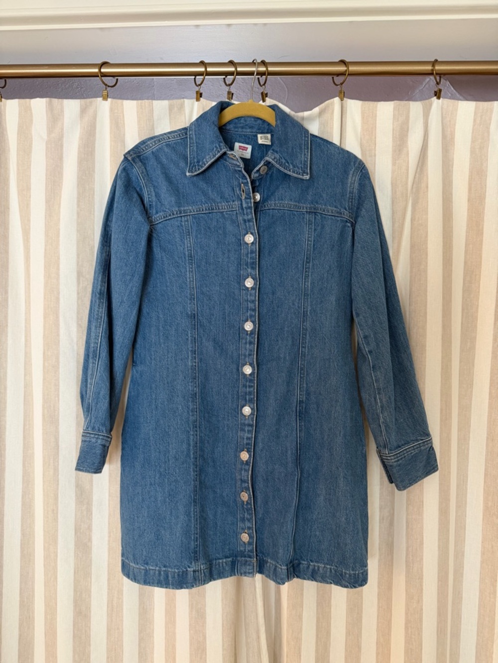 Levi's Blue Relaxed Fit Denim Shirt Dress jacket XS NWT
